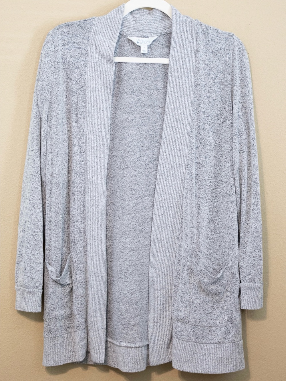 Market & Spruce Heather Gray Open Front Cardigan Pockets